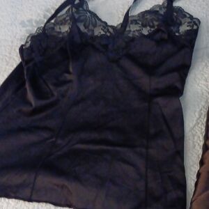 Black Lace Trim Satin Camisole